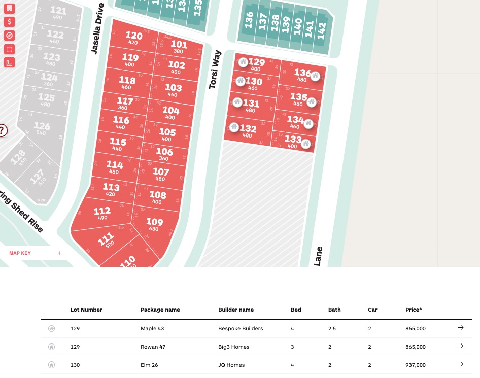 Searching screenshot, Map and Table.